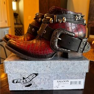 Freebird Red Croco Saloons sz 9